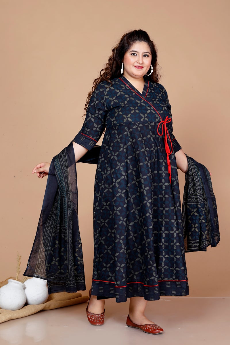 Miravan Blue Anarkali Kurta & Dupatta Set for Women - Image 3